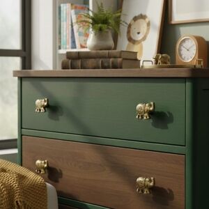 Lot of 6 Vintage BRASS KNOB  ELEPHANT, Animal Round Antique Pull Cabinet/Drawer